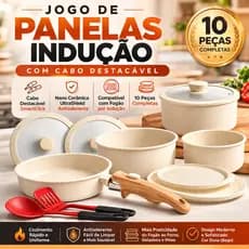 Jogo De Panelas Com Cabo Destacável Nano Cerâmica Indução