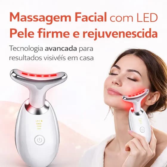 Massageador De Pescoço e Rosto LED Vibração Fototerapia Para Rejuvenescer Firmeza Anti-Rugas ANJIN