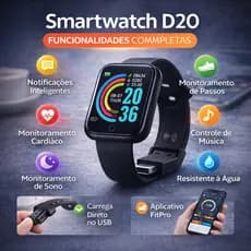 Relógio Digital Smartwatch Inteligente D20 PRO Y68 Com Marcação De Batimentos Cardíacos Resistente À Água
