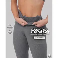 Calça Legging Termica Flanelada Peluciada Cós Alto Leg Feminina