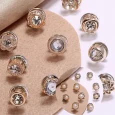 10 Pçs Pérola Strass Broche Pinos Para Camisa Feminina Botões De Pressão Acessórios Femininos Sortido