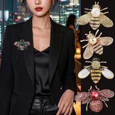 Broche de Abelha com Strass Luxo Acessório Feminino Elegante Diversos Modelos