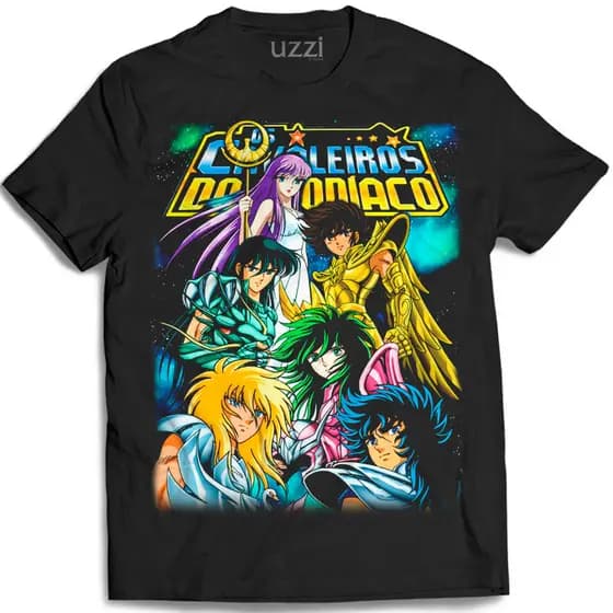 Camiseta Premium Desenho Cavaleiros do Zodíaco Moda Nerd Moda Streetwear Otaku Envio Rápido 2025