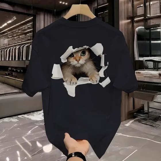 Camiseta Masculina Feminina Gato 3D Camisa Manfinity 100% Algodão Strettwear Lançamento 2025