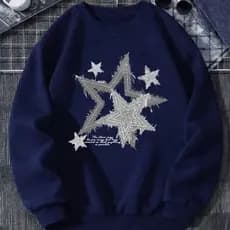 Sueter Agasalho Adulto Estrelas Gola Careca Confortavel Macio 50% Algodão 50% Poliéster Premium