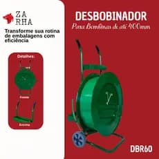 Desbobinador Industrial MAGUS DBR60 Verde p/ Bobinas 400mm – Reforçado com Freio até 60kg