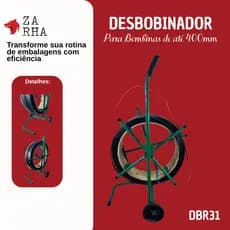 Desbobinador Industrial Reforçado DBR31 MAGUS para Fita PET Bobinas 400mm com Freio Aço até 30kg