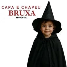 Chapeu bruxa Bruxinha Infantil C/ capa preta