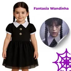 Vestido Wandinha Infantil Fantasia Menina Tam P M GG
