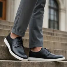 Sapato Social Casual Masculino em Couro Confortável Moderno com Cadarço Dia a Dia Qualquer Ocasiões