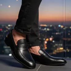 Sapato Social Masculino em Couro Loafer Sem Cadarço Clássico Elegante Mocassim Confortável Slip On