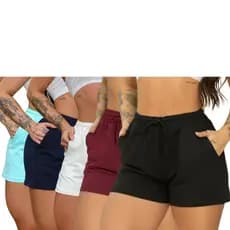 Kit 5 Short moletinho Basico Dia a Dia Caminhada Com Ajuste e 2 Bolso faca Curto