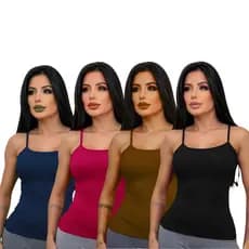 Kit 4 Regatas Feminina C/ Bojo Dia a Dia Atacado Caminhada Blusinha