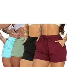 Kit 4 Short moletinho Basico Dia a Dia Caminhada Com Ajuste e 2 Bolso faca Curto