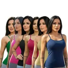 Kit 6 Regatas Feminina C/ Bojo Dia a Dia Atacado Caminhada Blusinha Basica