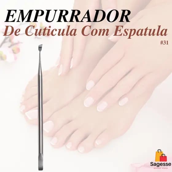 Slim - Espátula Inox Empurrador de Cutícula com Espatula / Manicure e Pedicure  (Ref.31)