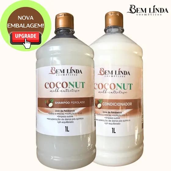 Kit Coconut Milk 1L litro kit shampoo e condicionador 1 litro cada nova embalagem nutrição leite de coco extrato de coco cheiroso fragância suave 1litro 2 litros 5 litros profissional lavatório salão de beleza
