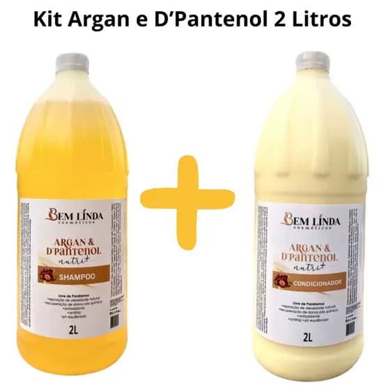 Kit Argan E D’Pantenol Shampoo E Condicionador Galão 2 Litros Profissional Salão de Beleza Lavatório Sem Sal