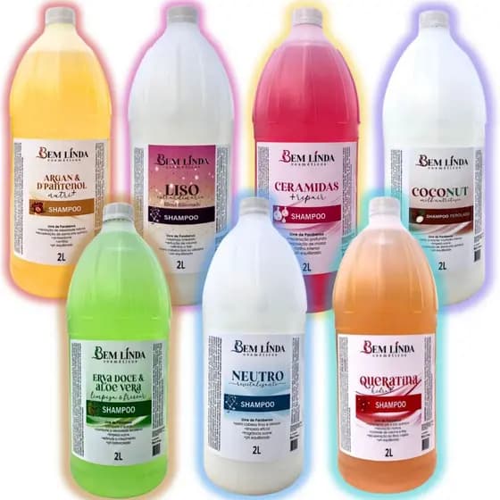 Shampoo 2 litros Liso Extraordinário Ceramidas Coconut Milk Erva Doce Neutro Queratina e Argan lavatório salão de belezA