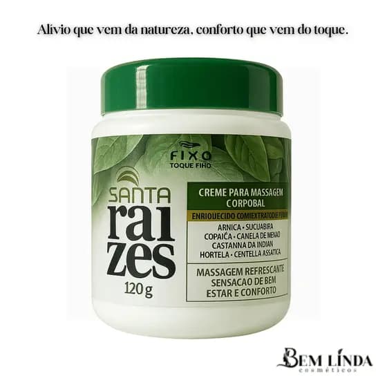 Creme de Massagem Santa Raízes 120gr |Para alívio de dores musculares | Arnica, hortelã, copaiba