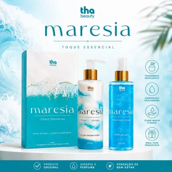 Kit Body Splash Maresia 200ml + Hidratante Corporal 200g Tha Beauty Original Feminino Perfume Suave