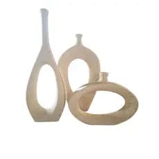 Conjunto Trio Vazado vaso de ceramica