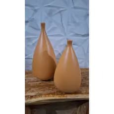 Vaso Pino 2 Peças Decoração Casa Centro de Mesa em Cerâmica Caramelo