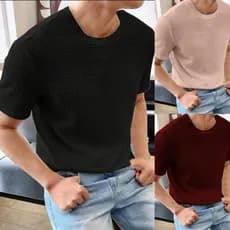 Kit 3 Camiseta Masculina Texturizada Algodão