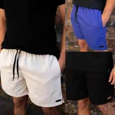 Kit 3 Shorts Linho Confort Com Bolso Faca Discreto e Elástico Na Cintura Bermuda Mauricinho Luxo