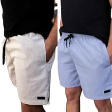 Kit 2 Short Linho Masculino Com Bolso Faca Discreto