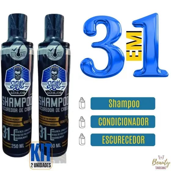 Shampoo Escurecedor De Cabelos Brancos Grisalhos 2 uni