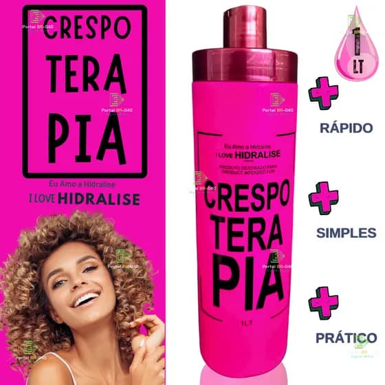 Máscara crespoterapia Cabelos Cacheados Perfeitos Lisoterapia - Hidralize 1L - cacho brilho Extremo