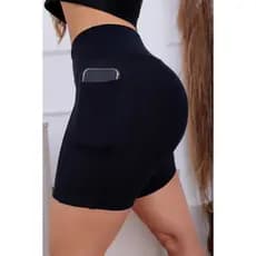 Short Com Bolsos Laterais Feminino Fitness Academia Corrida Dia a Dia Compressão Zero Transparência