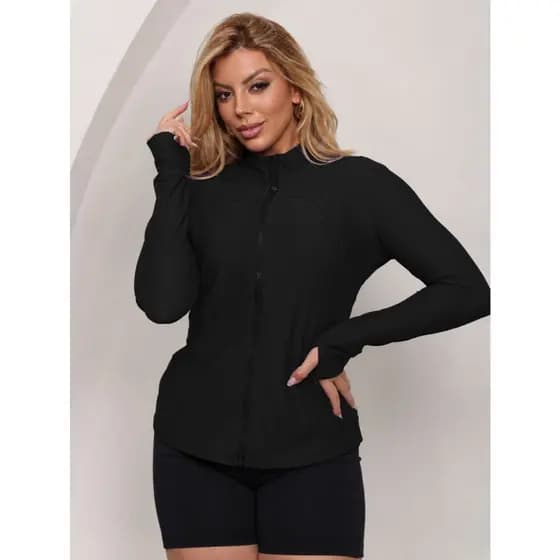 Casaquinho Casaco Premium Fitness Dry Fit Feminino Poliamida Premium com Zíper e Dedeira Academia Estiloso Moda Gringa