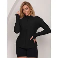 Casaquinho Casaco Premium Fitness Dry Fit Feminino Poliamida Premium com Zíper e Dedeira Academia Estiloso Moda Gringa