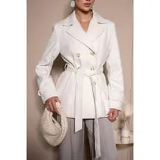 Sobretudo Casaco Feminino Lã Com Bolsos Cinto Forrado Quentinho Elegante Fashion Estiloso Inverno