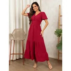 VESTIDO LONGO MODA FEMININAS LISA COM LATEX E BOTAO  Cintura Alta, Mosca A Ziper, Delicado, Despojado, Sofisticado, Short Larguinho, Soltinho, Elegante, Estiloso, Bloguerinha Leve, Maximo Comforto, Fresquinho, Short Alfaiataria Buckle Pocket Bolso Frontal