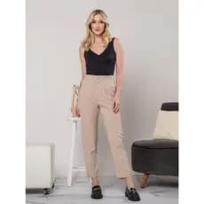 CALCA ALFAIATARIA MODA FEMININAS LISA JOGGER COM DETALHES ZIPER Mosca A Ziper, Delicado, Despojado, Sofisticado,