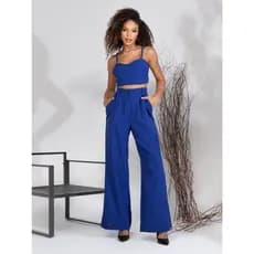 Conjunto Linhao Confortável Cropped e Calça Pantalona Moda Feminina Verão NH1114