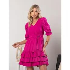 VESTIDO MODA FEMININAS BAINHA BABADO MANGA MID COM CINDO SIMPLES ELEGANTE