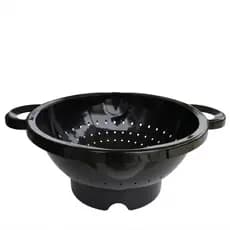 Escorredor de Alimentos Multiuso Massas Macarrão Legumes Folhas Arroz Plástico C/ Alça Grande Preto