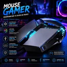 Mouse Gamer RGB com Fio USB Alta Precisão LED Colorido para PC Notebook Setup Gamer
