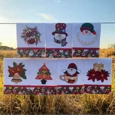 Pano de Prato Natal com 7 peças - Guardanapo - Semaninha - 100% algodão - Barra de tricoline