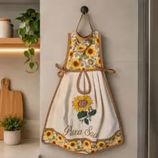 Puxa Saco Bordado | Organizador para sacolas | Decoração para cozinha