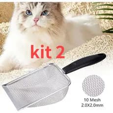 Pá Higiênica De Areia para Gatos Peneira Coletora Aço Inox JH