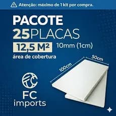 KIT com 25  Placas de Isopor EPS Antichamas com 10mm 1 cm de espessura 100x50 isolamento térmico