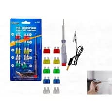 Kit Elétrica 10 Peças Fusíveis Chave Teste E Garra