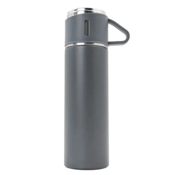 Garrafa de Metal Parede Dupla com Copo Cinza - 500 ML