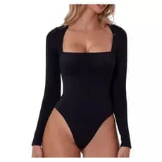 Body Feminino Decote Quadrado Manga Longa Suplex