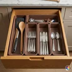 Organizador de Gavetas Cozinha Talheres Escritório Modular Ajustável - Monte Como Quiser - Kit 8 Peças